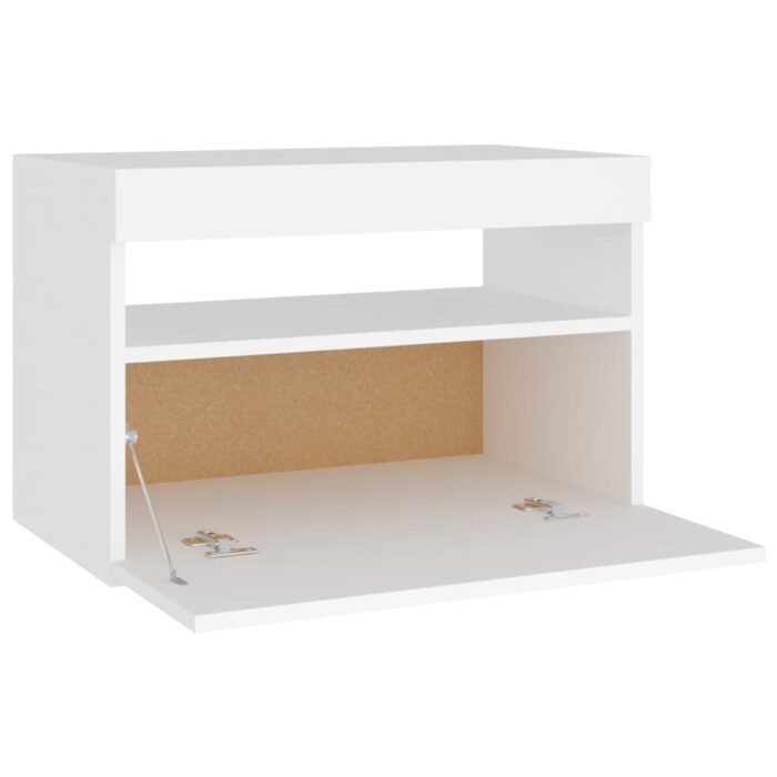 Table de chevet avec lumières LED Blanc 60x35x40 cm – Image 7