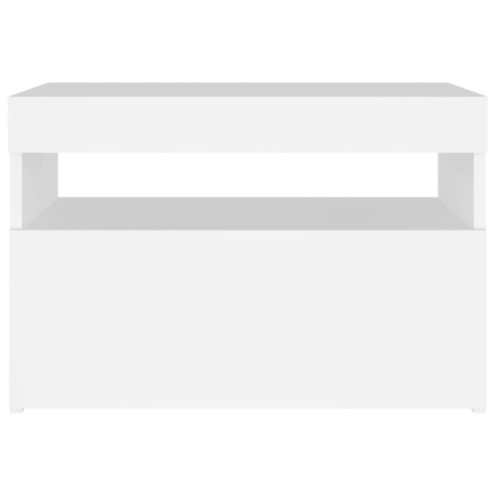 Table de chevet avec lumières LED Blanc 60x35x40 cm – Image 8
