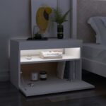 Tables de chevet avec lumières LED 2 pcs blanc 60x35x40 cm – Image 2