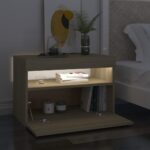 Table de chevet avec lumières LED chêne sonoma 60x35x40 cm – Image 3
