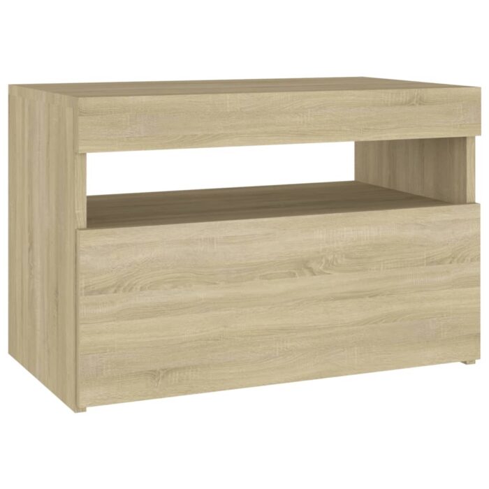 Table de chevet avec lumières LED chêne sonoma 60x35x40 cm – Image 6