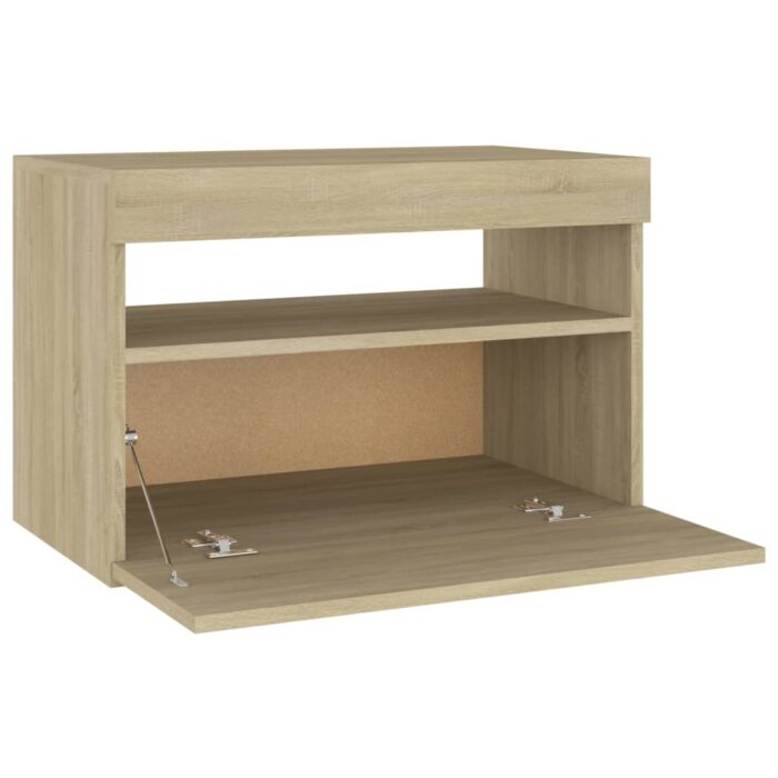 Table de chevet avec lumières LED chêne sonoma 60x35x40 cm – Image 7
