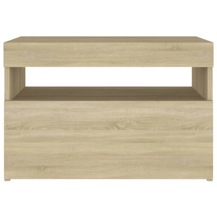 Table de chevet avec lumières LED chêne sonoma 60x35x40 cm – Image 8