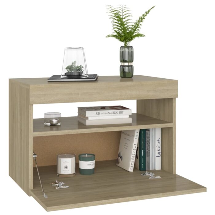 Tables de chevet à LED 2 pcs Chêne sonoma 60x35x40 cm – Image 5