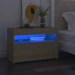 Tables de chevet à LED 2 pcs Chêne sonoma 60x35x40 cm