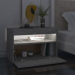 Table de chevet avec lumières LED gris béton 60x35x40 cm – Image 2