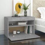 Table de chevet avec lumières LED gris béton 60x35x40 cm – Image 4