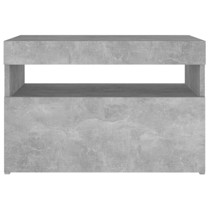 Table de chevet avec lumières LED gris béton 60x35x40 cm – Image 8