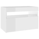 Tables de chevet lumières LED 2 pcs blanc brillant 60x35x40 cm – Image 6