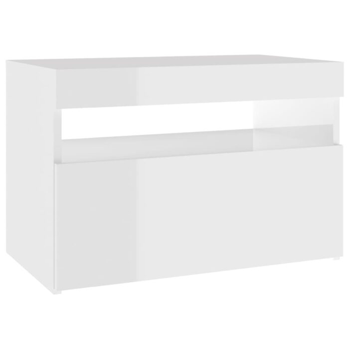 Tables de chevet lumières LED 2 pcs blanc brillant 60x35x40 cm – Image 6