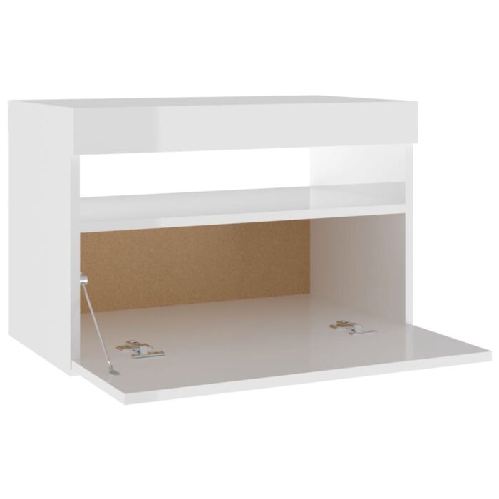 Tables de chevet lumières LED 2 pcs blanc brillant 60x35x40 cm – Image 7