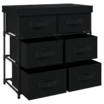 Armoire de rangement avec 6 tiroirs 55x29x55 cm Noir Acier – Image 3