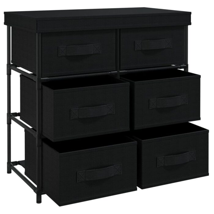 Armoire de rangement avec 6 tiroirs 55x29x55 cm Noir Acier – Image 3