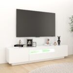 Meuble TV avec lumières LED Blanc 180x35x40 cm – Image 2