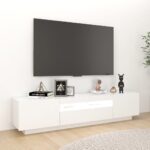 Meuble TV avec lumières LED Blanc 180x35x40 cm – Image 3