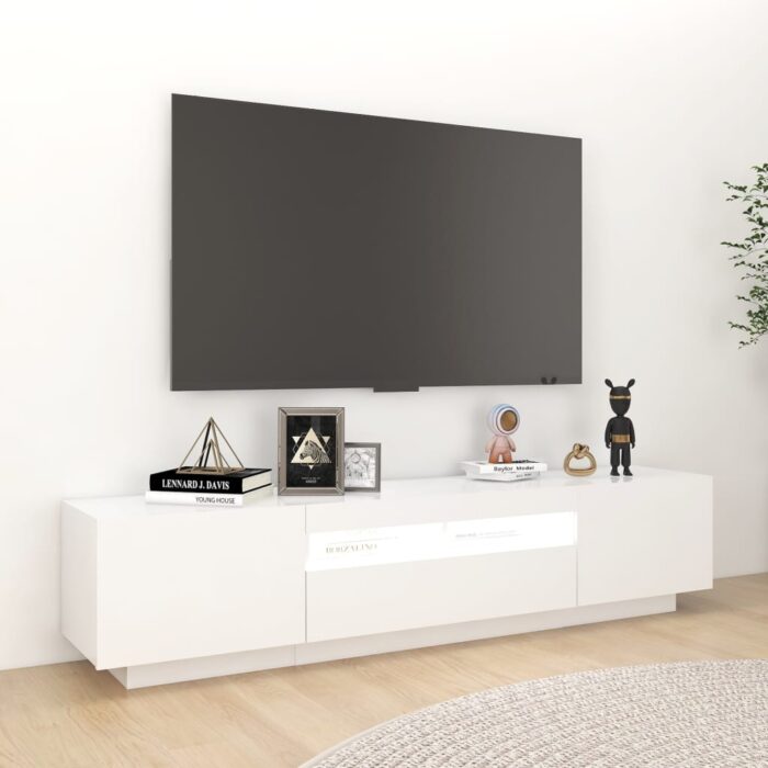 Meuble TV avec lumières LED Blanc 180x35x40 cm – Image 3