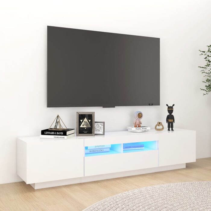 VXL8720286640852_m_en_hd_1.jpg Meuble TV avec lumières LED Blanc 180x35x40 cm – Image 1