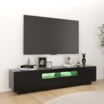 Meuble TV avec lumières LED Noir 180x35x40 cm – Image 2