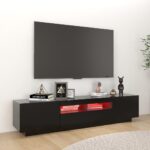 Meuble TV avec lumières LED Noir 180x35x40 cm – Image 3