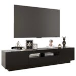 Meuble TV avec lumières LED Noir 180x35x40 cm – Image 4