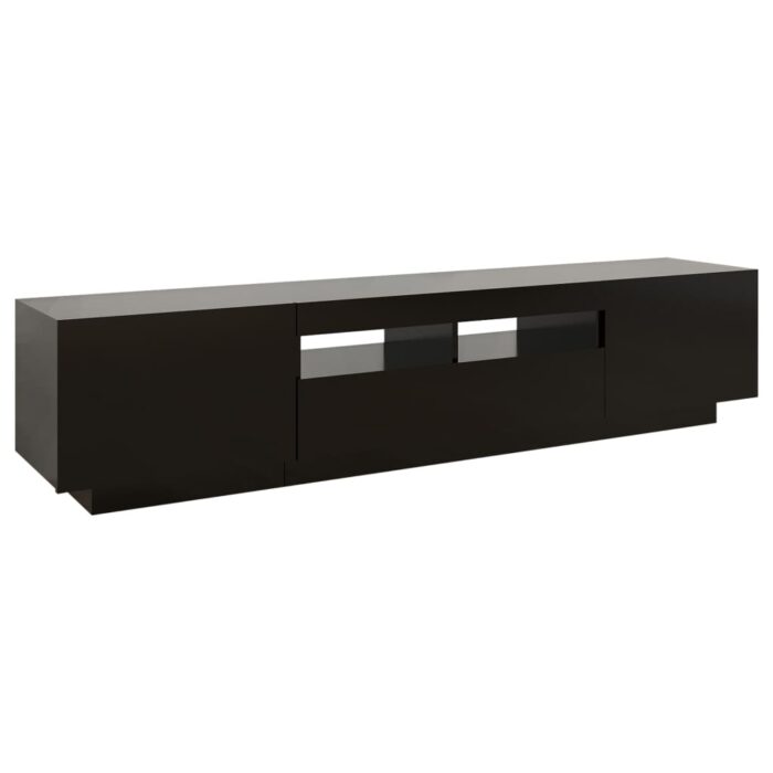 Meuble TV avec lumières LED Noir 180x35x40 cm – Image 5