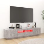 Meuble TV avec lumières LED Gris béton 180x35x40 cm – Image 2