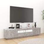Meuble TV avec lumières LED Gris béton 180x35x40 cm – Image 3