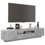 Meuble TV avec lumières LED Gris béton 180x35x40 cm – Image 4