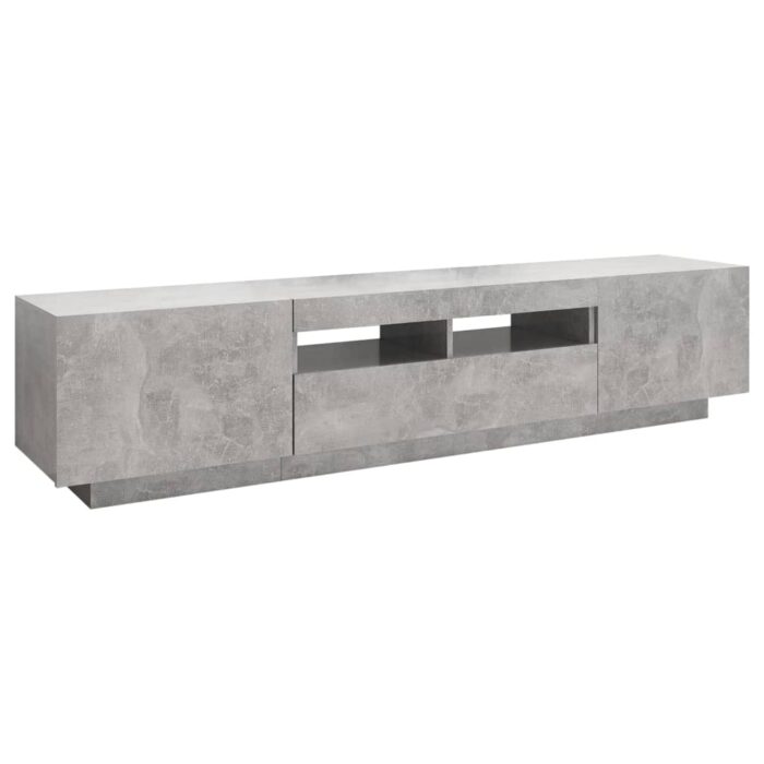 Meuble TV avec lumières LED Gris béton 180x35x40 cm – Image 5