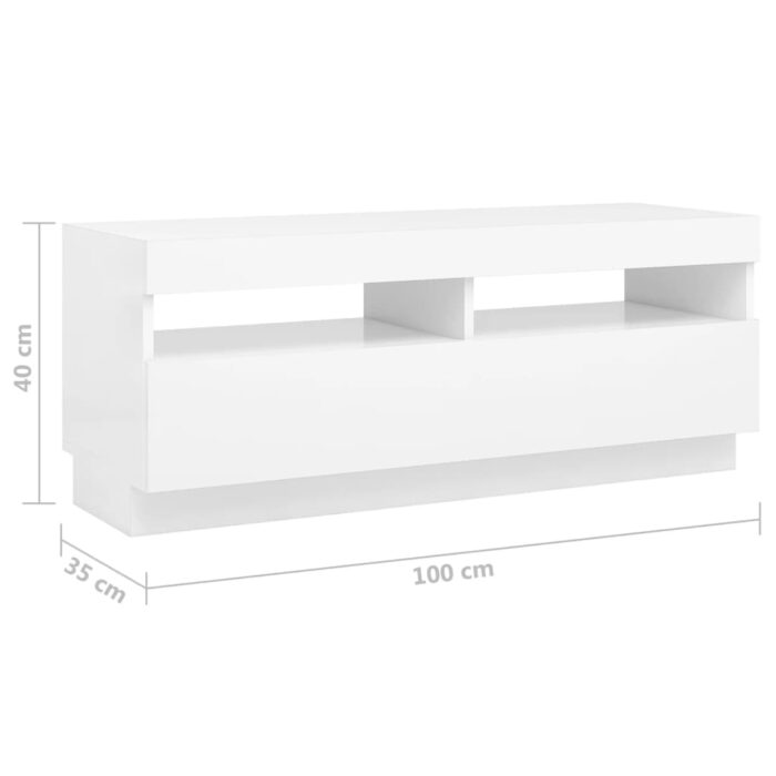 Meuble TV avec lumières LED Blanc 200x35x40 cm – Image 11