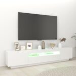Meuble TV avec lumières LED Blanc 200x35x40 cm – Image 2
