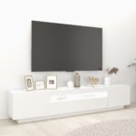 Meuble TV avec lumières LED Blanc 200x35x40 cm – Image 3