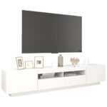 Meuble TV avec lumières LED Blanc 200x35x40 cm – Image 4