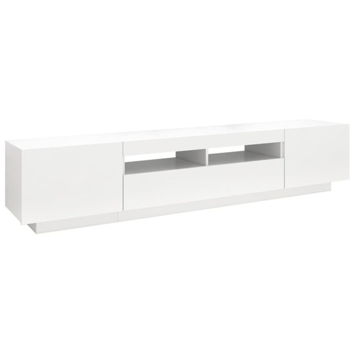 Meuble TV avec lumières LED Blanc 200x35x40 cm – Image 5