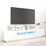 Meuble TV avec lumières LED Blanc 200x35x40 cm