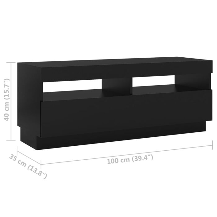 Meuble TV avec lumières LED Noir 200x35x40 cm – Image 10