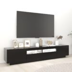 Meuble TV avec lumières LED Noir 200x35x40 cm – Image 2
