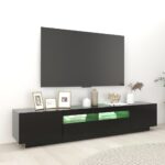 Meuble TV avec lumières LED Noir 200x35x40 cm – Image 3