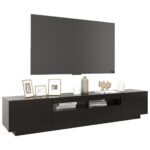 Meuble TV avec lumières LED Noir 200x35x40 cm – Image 4