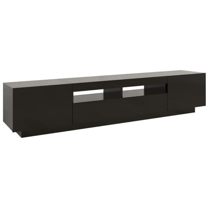 Meuble TV avec lumières LED Noir 200x35x40 cm – Image 5
