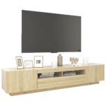 Meuble TV avec lumières LED Chêne sonoma 200x35x40 cm – Image 4
