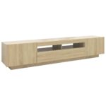 Meuble TV avec lumières LED Chêne sonoma 200x35x40 cm – Image 5
