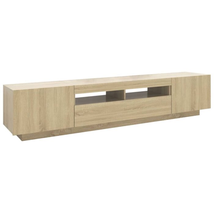 Meuble TV avec lumières LED Chêne sonoma 200x35x40 cm – Image 5