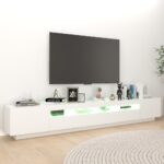 Meuble TV avec lumières LED Blanc 260x35x40 cm – Image 2