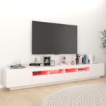 Meuble TV avec lumières LED Blanc 260x35x40 cm – Image 3