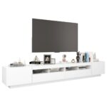 Meuble TV avec lumières LED Blanc 260x35x40 cm – Image 4