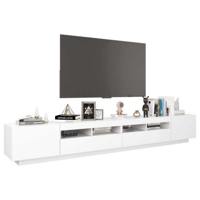Meuble TV avec lumières LED Blanc 260x35x40 cm – Image 4