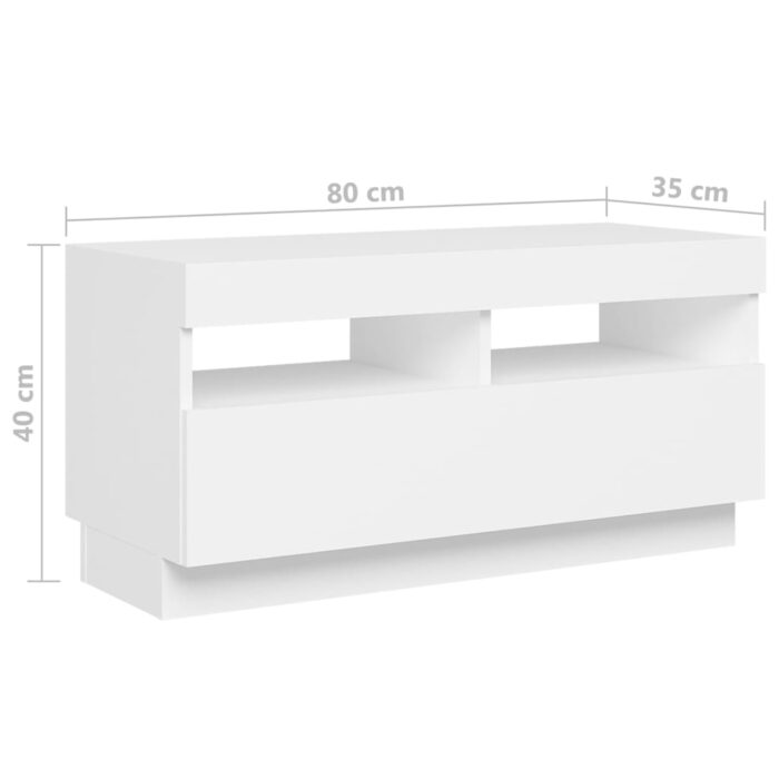 Meuble TV avec lumières LED Blanc 260x35x40 cm – Image 8