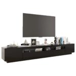 Meuble TV avec lumières LED Noir 260x35x40 cm – Image 4