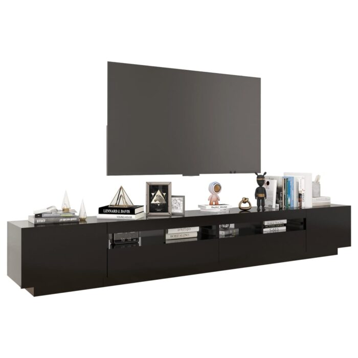 Meuble TV avec lumières LED Noir 260x35x40 cm – Image 4